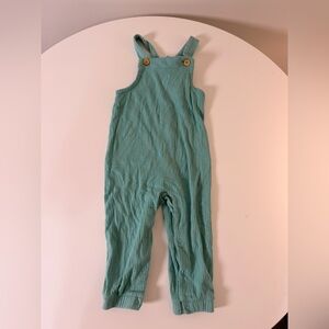 Cat & Jack Sage Green Ribbed Overalls with Button Straps